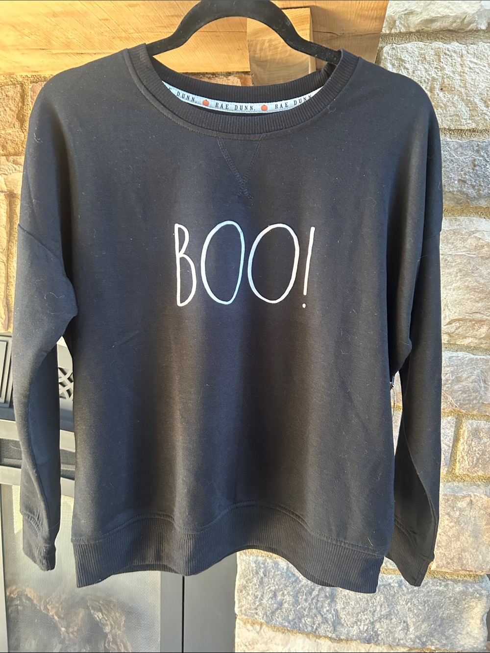 NWT Rae Dunn Black Sweatshirt with BOO! Graphic